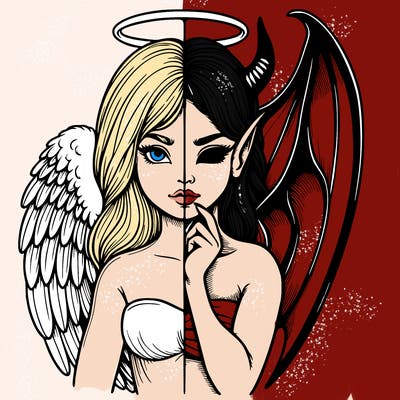 realistic angel half demon