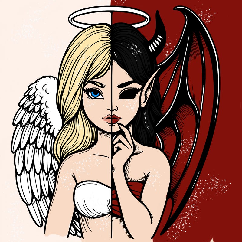 realistic angel half demon