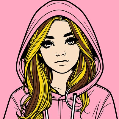 realistic girl with a hoodie