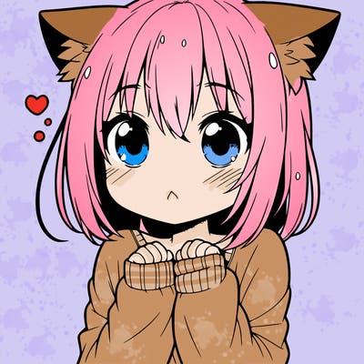 shy anime catgirl