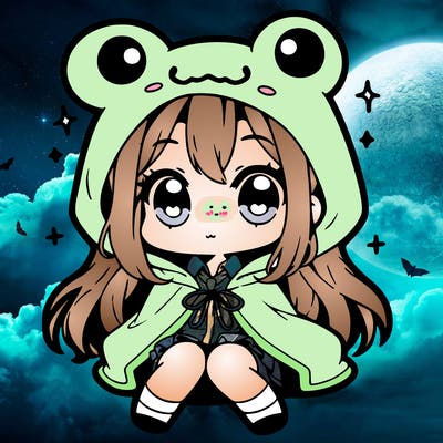 chibi girl with frog hoodie