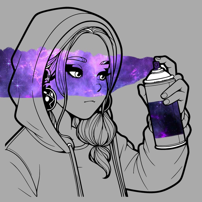 a realistic girl, spray painting