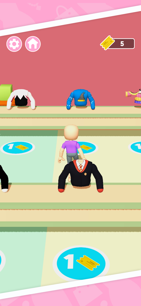Famous Fashion - Dress Up Game - A 3D character choosing between different clothing items like a school uniform and sweaters in the Famous Fashion dress up game.