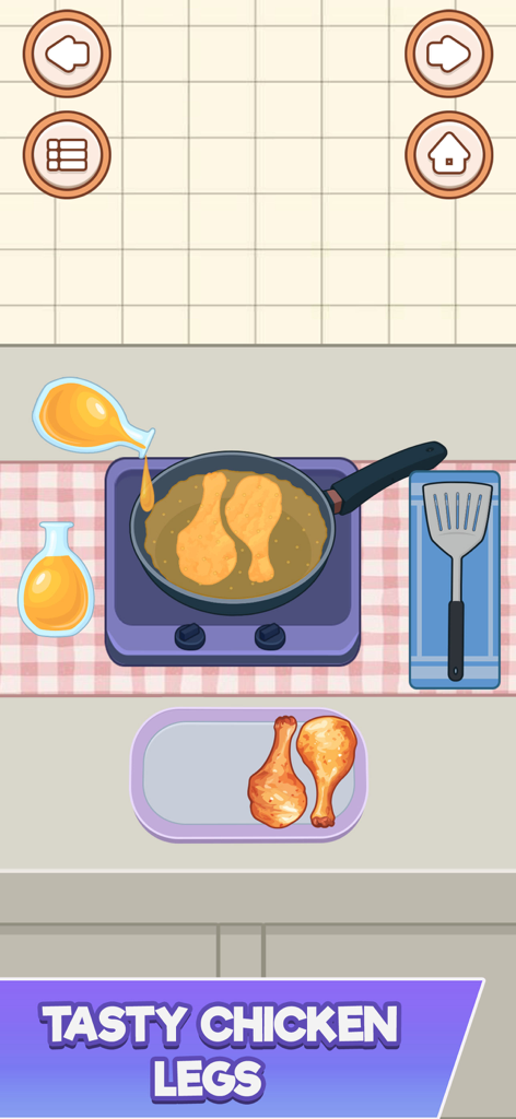 Cozy Kitchen ASMR Cooking Game - Frying chicken legs in the Cozy Kitchen ASMR cooking game