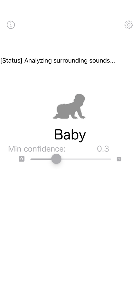 Voice based age estimation app interface showing a baby category result