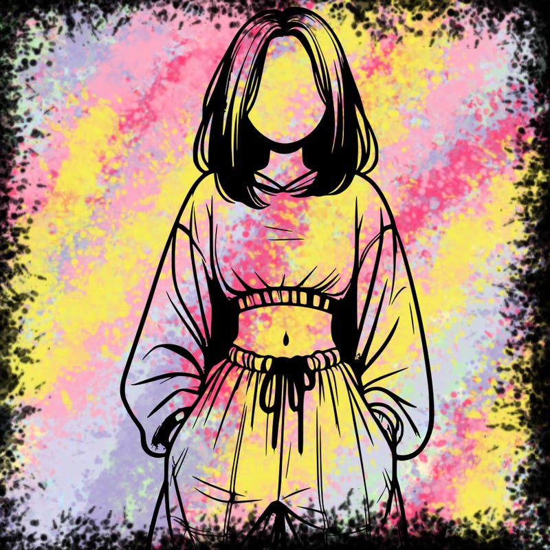 realistic girl faceless with baggy pants and a crop top