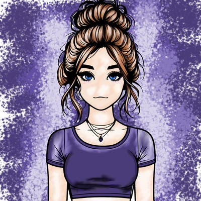 realistic girl with messy bun and croptop