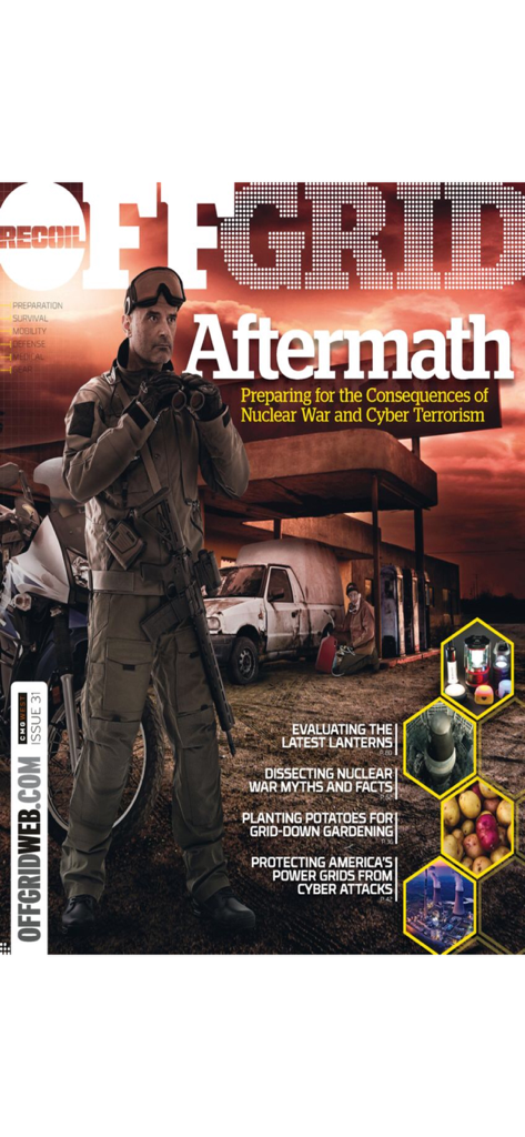 RECOIL OFFGRID Magazine - Front cover of RECOIL OFFGRID Magazine titled Aftermath featuring survival gear and preparedness topics
