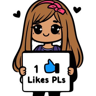girl holding a sign saying 10 likes pls