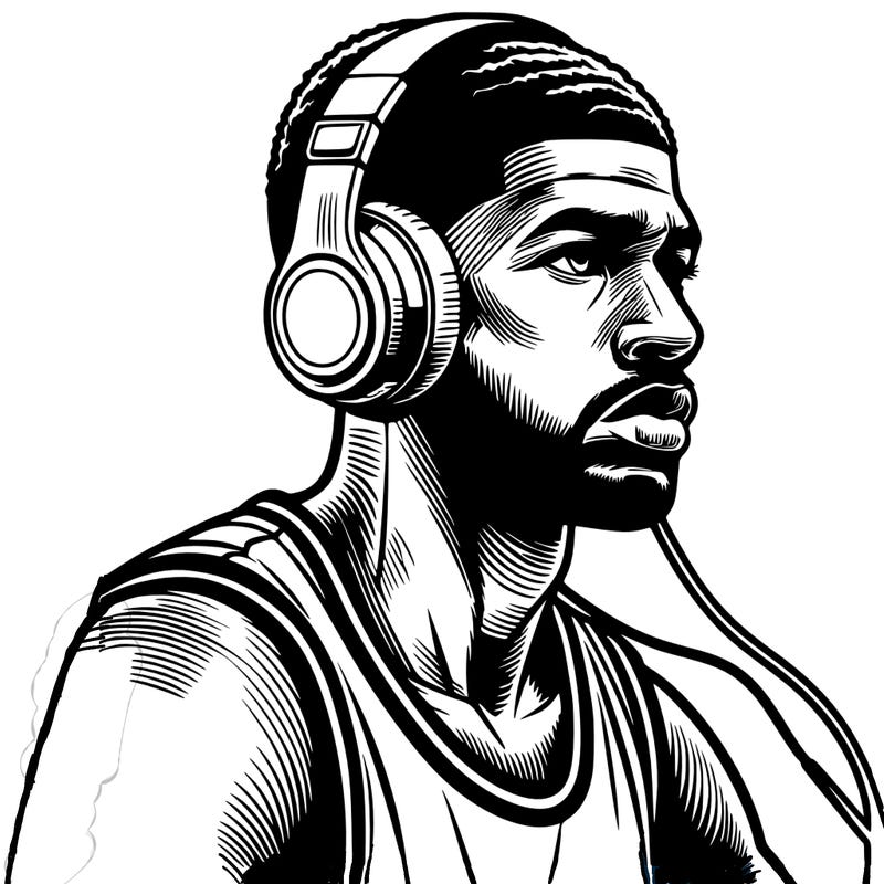 realistic basketball player with beats on