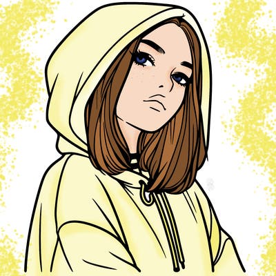 a realistic girl in a hoodie
