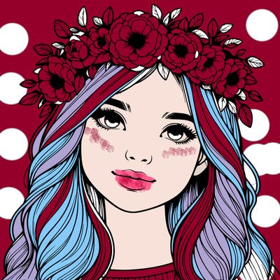 realistic girl with flower crown
