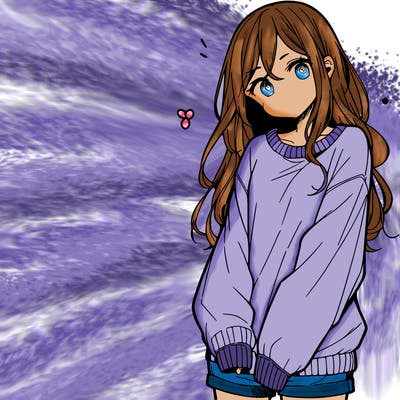 manga teen girl  in a sweater and baggy pants