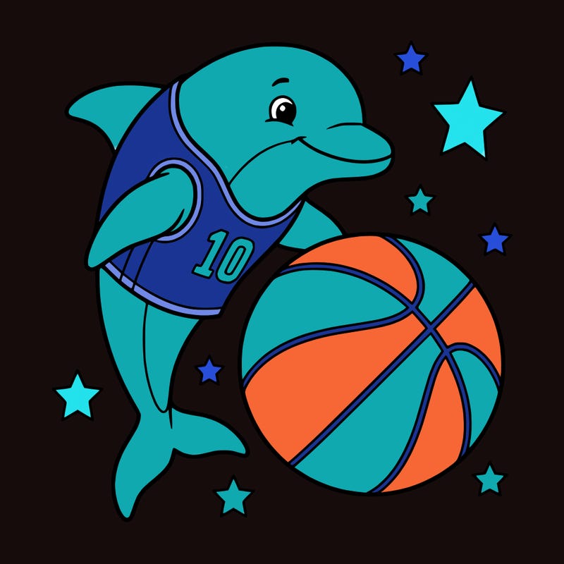 dolphin, basketball, number 10, stars