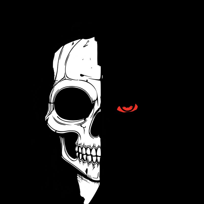 realistic girl with half skull mask