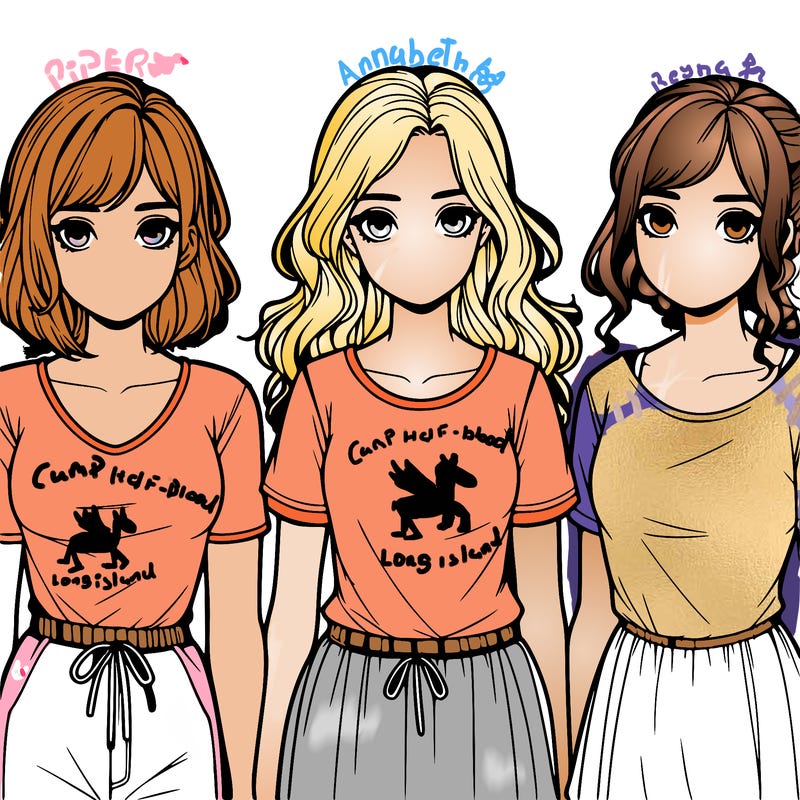 three realistic girls standing up