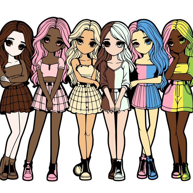 a group of girls realistic