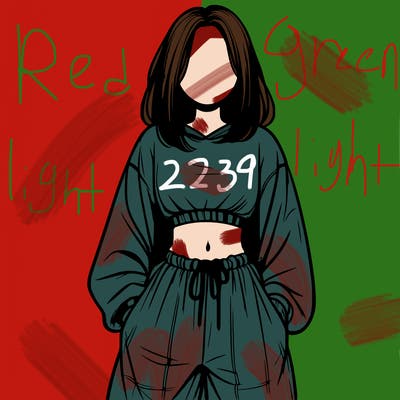 realistic girl faceless with baggy pants and a crop top