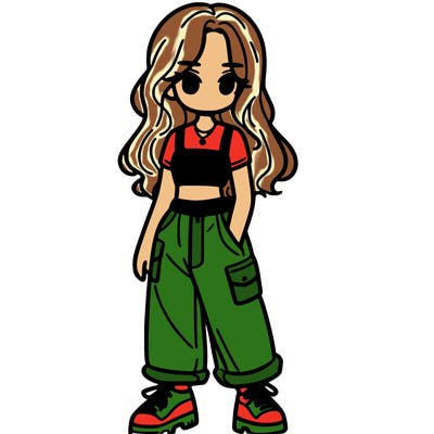 girl in crop top and baggy pants