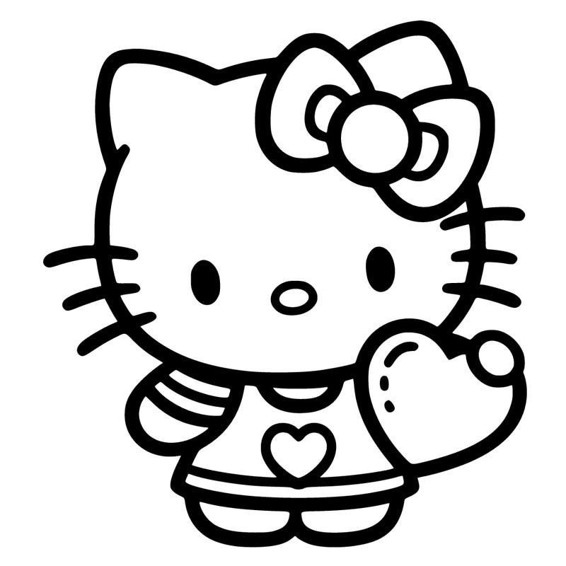 hello kitty with heart in hand