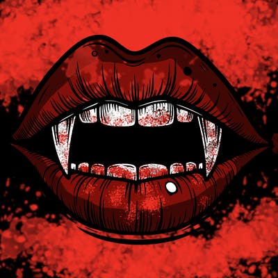 lips with vampire teeth