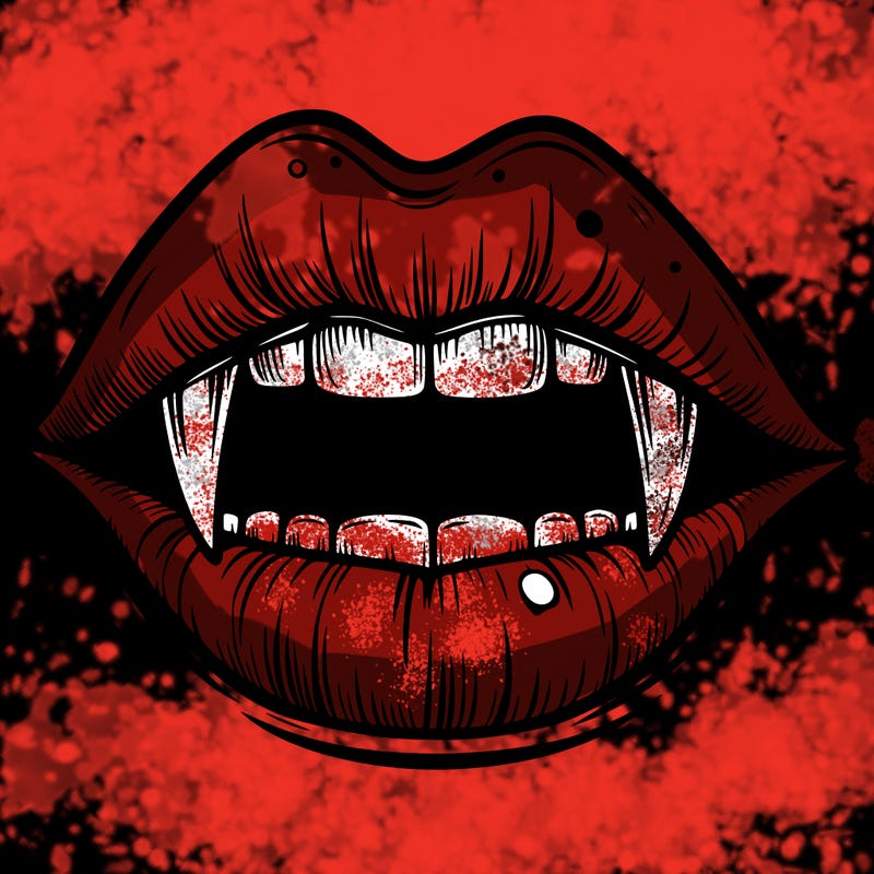 lips with vampire teeth