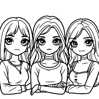realistic girls group of 3