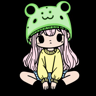 a girl wearing a frog hat and some frog socks