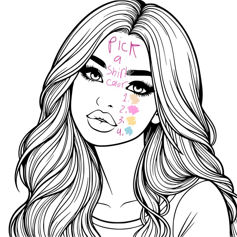 realistic girl with hair on her hair and lips