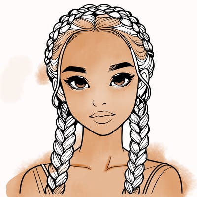 realistic girl with braids