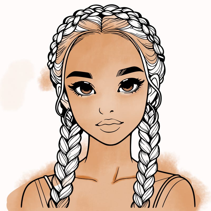 realistic girl with braids