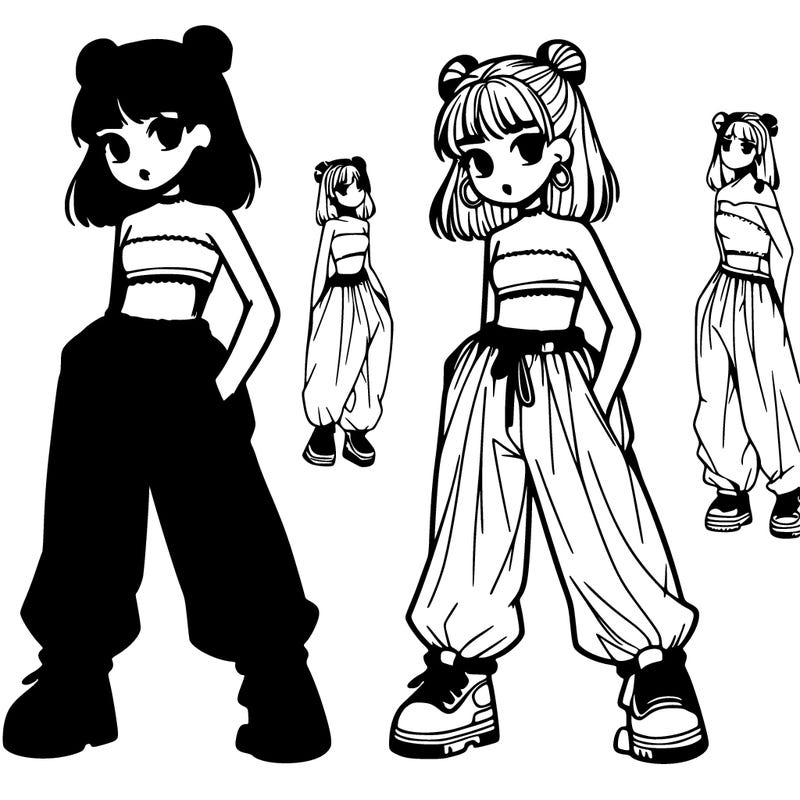 girl in crop topp and baggy pants