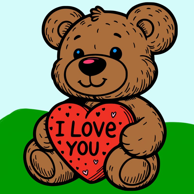 teddy bear holding an i love you heart