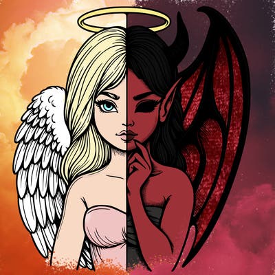 realistic angel half demon