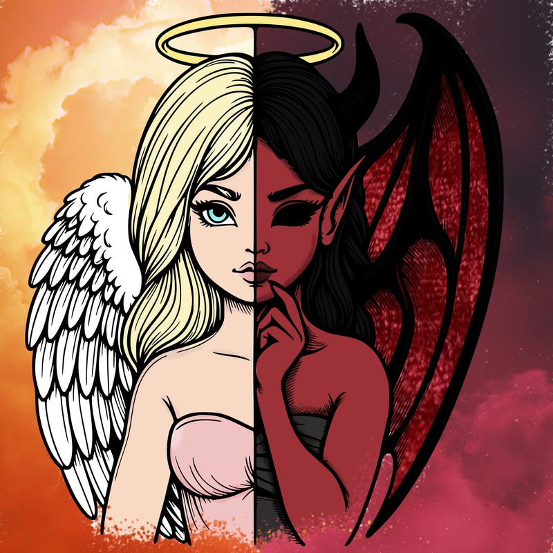 realistic angel half demon