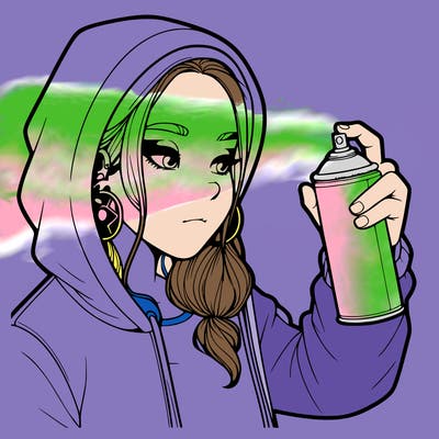 a realistic girl, spray painting