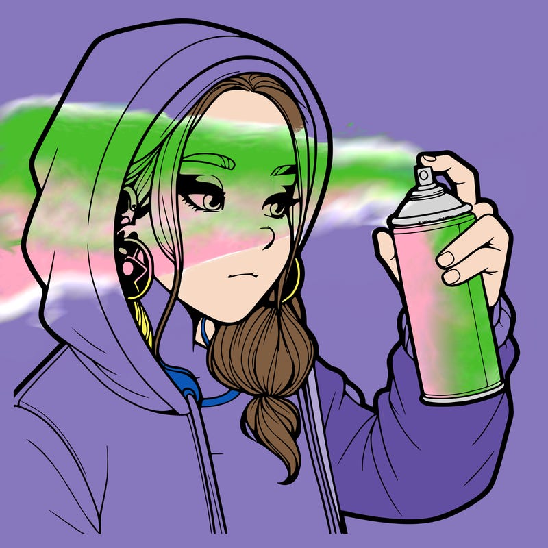 a realistic girl, spray painting