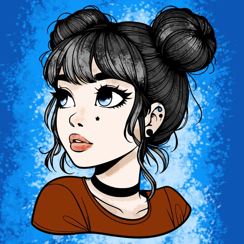 realistic girl with spacebuns