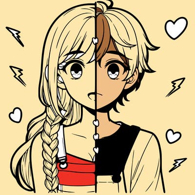 realistic girl boy split