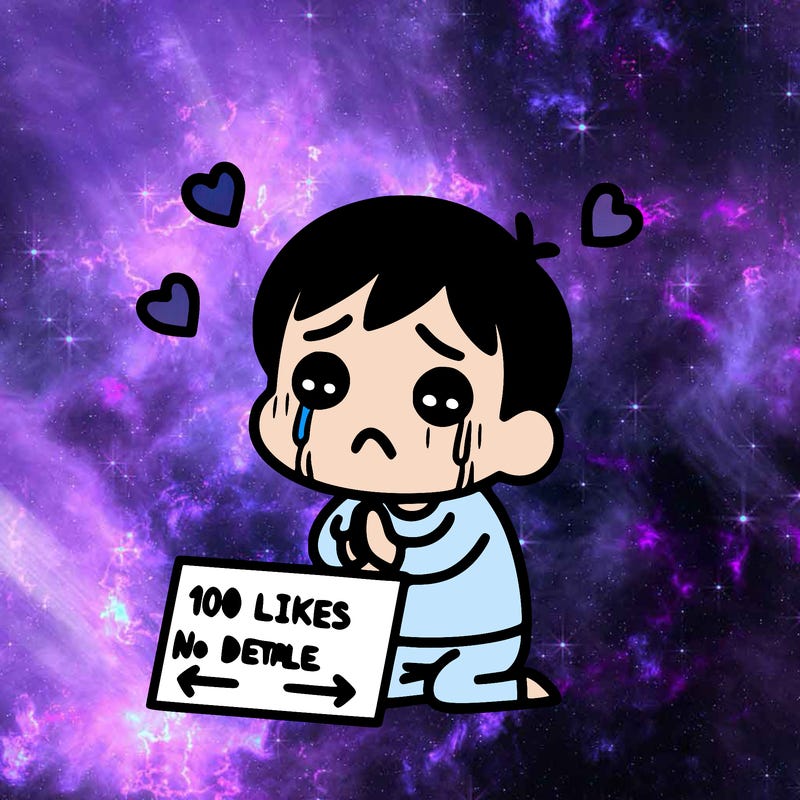 sad person begging for 100 likes