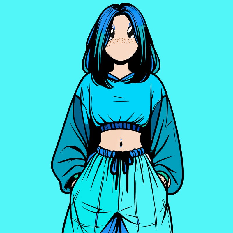 realistic girl faceless with baggy pants and a crop top