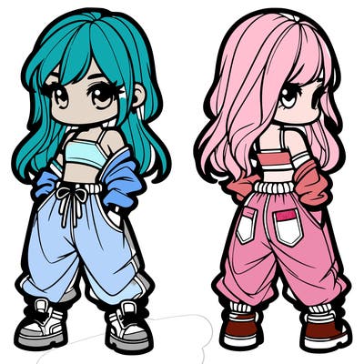 girl in crop top and baggy pants