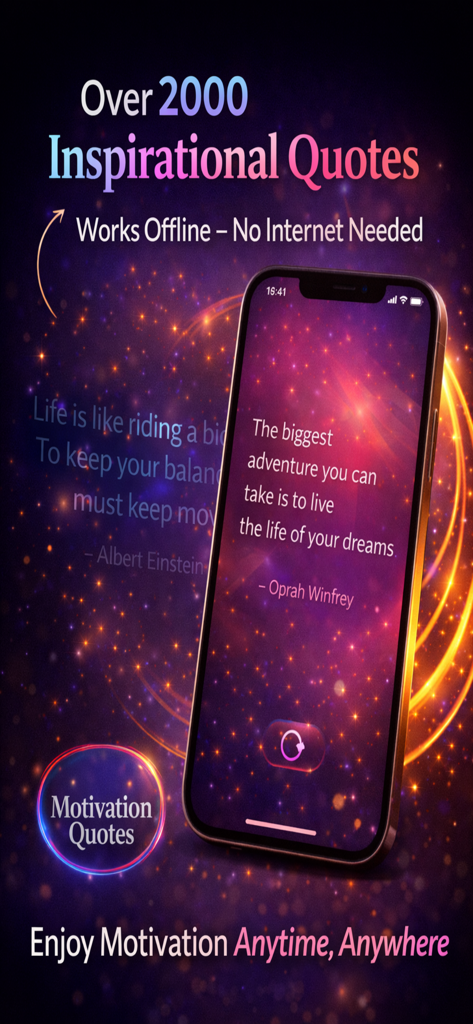 iPhone displaying a motivational quote by Oprah Winfrey with a galaxy themed background