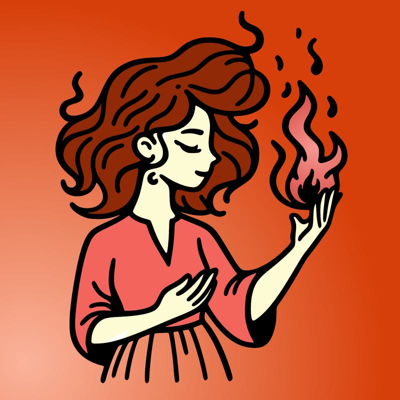 woman with fire