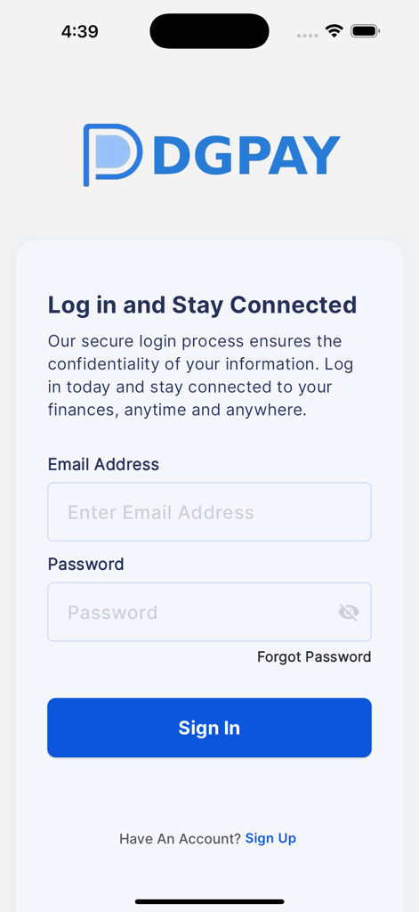 DigiPay App - Sichere Anmeldeschnittstelle für die DigiPay Finanz-App.