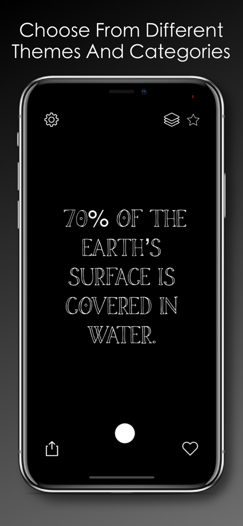 Daily Random Facts Widget 17 - Daily Random Facts app displaying a trivia fact about Earth on a dark mode background with decorative fonts.
