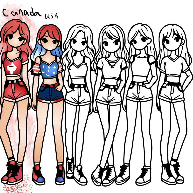 a group of girls wearing crop tops and shorts