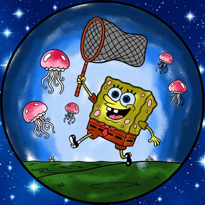 spongebob jellyfishing
