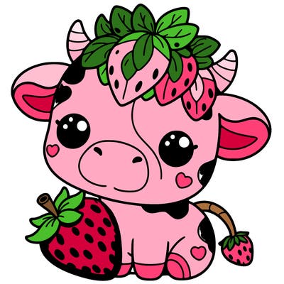 cute strawberry cow