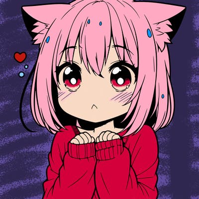 shy anime catgirl
